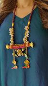 Peacock Blue 4 piece Kaftan Coord Set with Camisole & Neckpiece