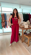Maroon 4 piece Kaftan Coord Set with Camisole & Neckpiece - view 2
