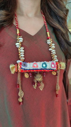 Maroon 4 piece Kaftan Coord Set with Camisole & Neckpiece - view 3