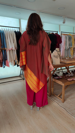 Maroon 4 piece Kaftan Coord Set with Camisole & Neckpiece - view 8