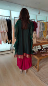 Bottle Green 4 piece Kaftan Coord Set with Camisole & Neckpiece