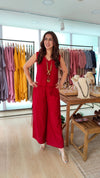 Brown Banarasi Jamdani 4 piece Kaftan Coord Set with Camisole & Neckpiece