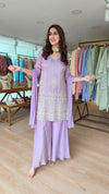 Pastel Purple Shimmer Tissue Sharara Set