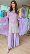 Pastel Purple Shimmer Tissue Sharara Set