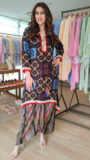Festive Black Dhoti Skirt Dress