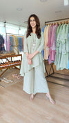 Sea Green Coord Set With Handmade Necklace