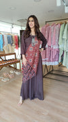 Brown Dress With Detachable Reversible Scarf Dupatta