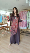 Brown Dress With Detachable Reversible Scarf Dupatta