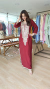Maroon Long Yoke Kaftan Dress