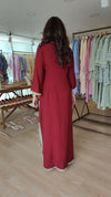 Maroon Long Yoke Kaftan Dress