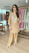 Mustard Embroidered Farshi Set