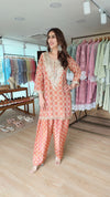 Rust Embroidered Farshi Set