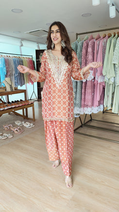 Rust Embroidered Farshi Set