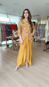 Hand Embroidered Mustard Jacket & Dress