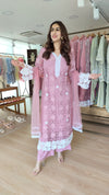 Pink 3D Cutwork Three Piece Set
