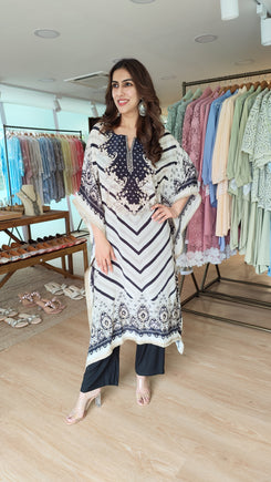 Black and White Kaftan With Pant