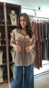 Grey Metallic Embroidered Shirt