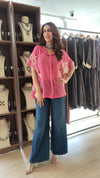 Pink Thread Embroidered Shirt