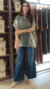 Green Thread Embroidered Shirt