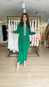 Bandhini Green Embroidered Dhoti Skirt Set