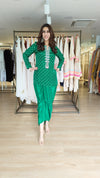 Bandhini Green Embroidered Dhoti Skirt Set