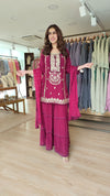 Magenta Mirror Embroidered Sharara Set