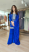 Royal Blue Mirror Embroidered Sharara Set