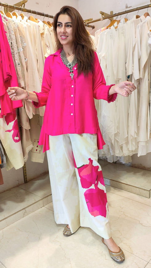 Pink Rose Shirt Coord Set