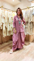 Onion Pink Drape Skirt Set For Women