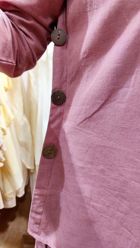 Onion Pink Drape Skirt Set For Women