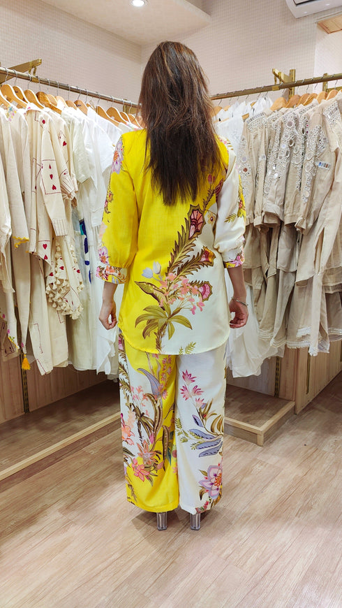 Printed Yellow Floral Coord Set