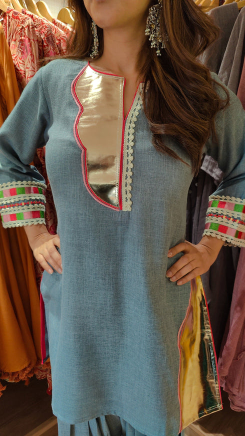 Gold Leather Yoke Farshi Set