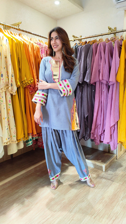 Gold Leather Yoke Farshi Set