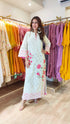 Off White and Pink Rose Kaftan Dress