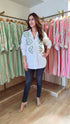 White Hand Embroidered Tie-up Shirt