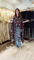 Brown Slit Sleeve Top with Dhoti Skirt