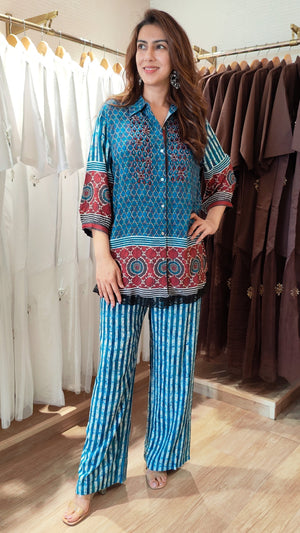 Blue Ajrakh Coord Set
