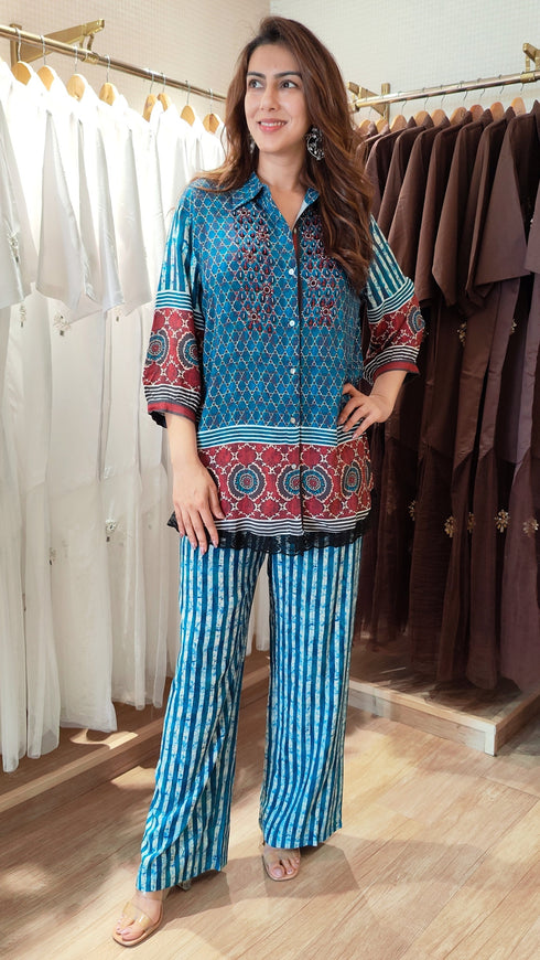 Blue Ajrakh Coord Set