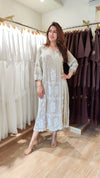 Classic Beige Hand Embroidered Lucknowi Dress