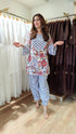 Floral Blue Hand Block Kurta Pant Set