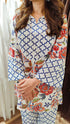 Floral Blue Hand Block Kurta Pant Set