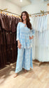 Blue Angrakha Hand Embroidered Lucknowi Set