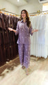 Schiffli Embroidered Lilac Purple Shirt Coord Set