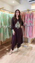 Brown A-line Embroidered Jumpsuit