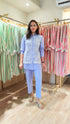 Powder Blue Embellished Cutwork Coord Set