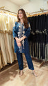 Deep Navy Kurta Set with Fabric Applique & Pearl Hand Embroidery