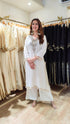 Ivory Metallic Embroidered High-Low Kurta Pant Set with Tassels