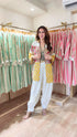 Yellow Jaipuri Mixed Print And Off-White Balloon Pant Set
