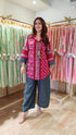 Red Grey Jaipuri Print With Lace Top and Pant