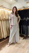Beige Flap Pant Ribbon Coord Set - view 2